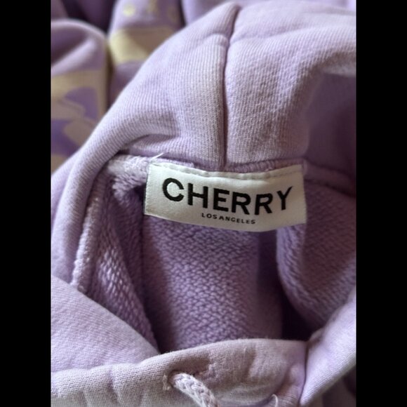 Cherry Los Angeles Hoodie XS Adults Purple Double Knit Fleece Drawstring Waist - Picture 9 of 11